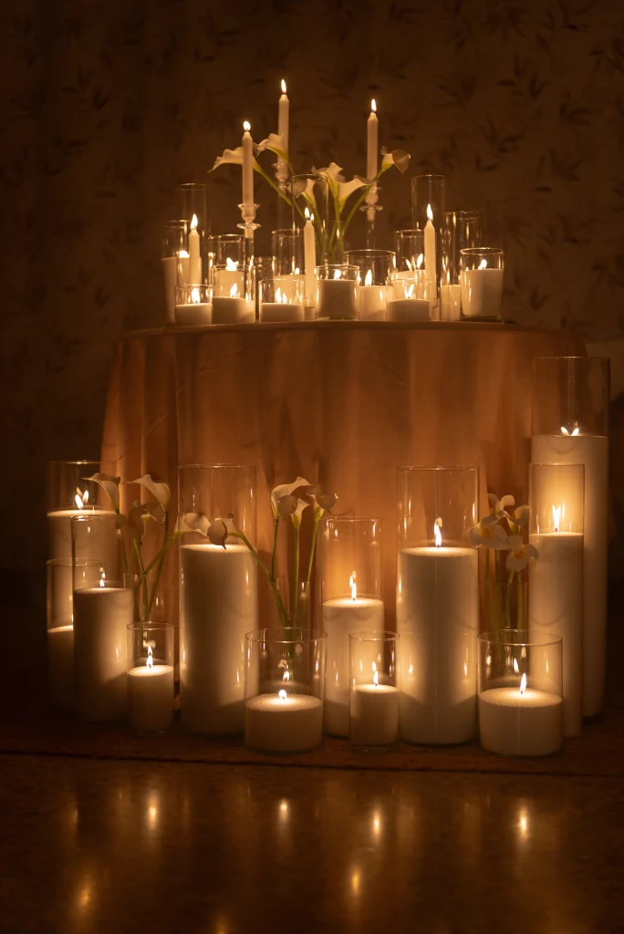 Mesa presidencial velas perladas